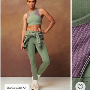 Fabletics 3 piece Bungee Set in Palm Leaf/Plum Cactus in size XXS